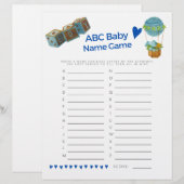 Baby shower Baby Naam Game Baby Boy Trendy Fun (Voorkant / Achterkant)