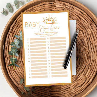 Baby shower Baby Naam Spel Sunshine Boho