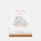 BABY SHOWER BABY OLIFANT EN MOEDER OLIFANT ACRYL BORD (Voorkant)