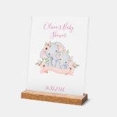 BABY SHOWER BABY OLIFANT EN MOEDER OLIFANT ACRYL BORD (Hoek)