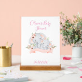 BABY SHOWER BABY OLIFANT EN MOEDER OLIFANT ACRYL BORD (Huwelijk)
