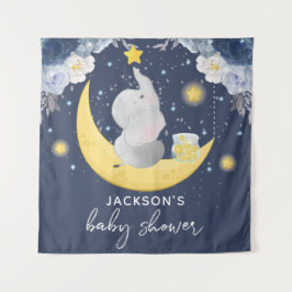 Baby Shower Baby Olifant op Maan Wandkleed