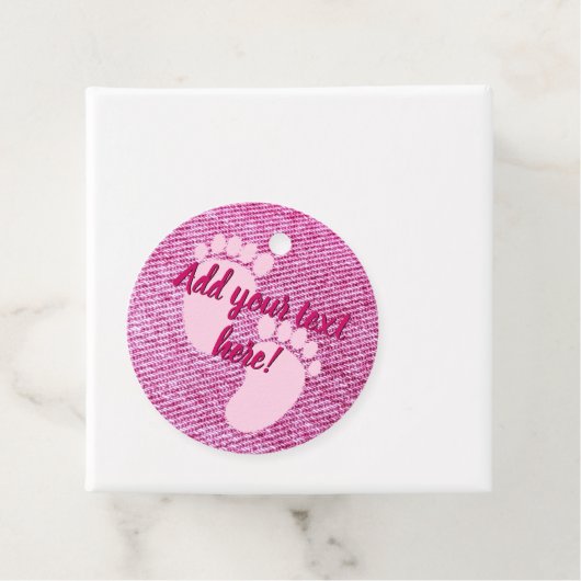 Baby shower Baby roze denim print op maat Bedankjes Labels (In situ)