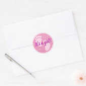 Baby shower Baby Roze Waterverf Custom Ronde Sticker (Envelop)