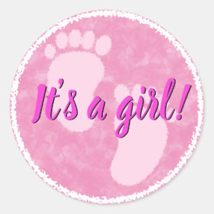Baby shower Baby Roze Waterverf Custom Ronde Sticker