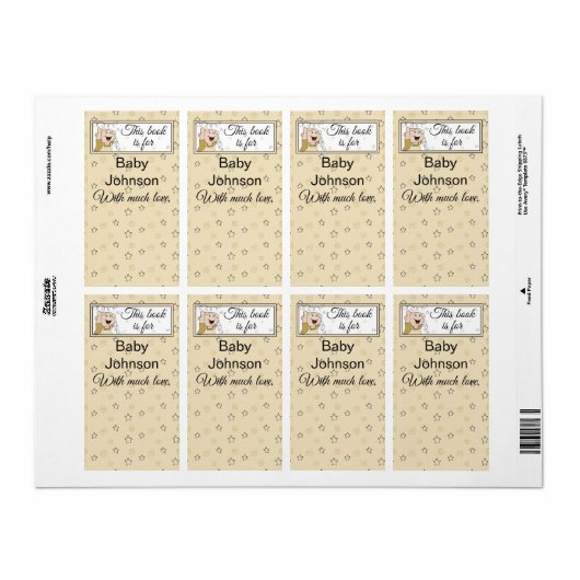 Baby shower "Baby & sterren" Bladzijde 8 Etiket (Full Sheet)