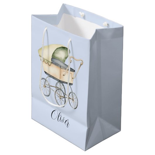 Baby shower baby-vervoer medium cadeauzakje (Voorkant Gekanteld)