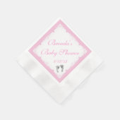 Baby shower, Baby voetafdrukken, roze wit Servet (Hoek)