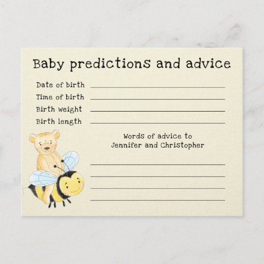 Baby shower Baby Voorspellingen en adviezen Briefkaart (Voorkant)