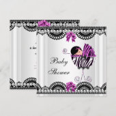 Baby shower Baby Zebra Girl Black White roze Kaart (Voorkant / Achterkant)