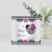 Baby shower Baby Zebra Girl Black White roze Kaart (Staand voorkant)