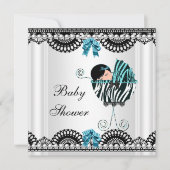 Baby shower Baby Zebra Zwart wit Blauw Kaart (Voorkant)