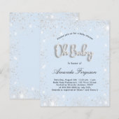 Baby shower babyblauwe jongen zilter glitter (Voorkant / Achterkant)