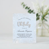Baby shower babyblauwe jongen zilter glitter (Staand voorkant)
