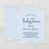 Baby shower babyblauwe jongen zilter glitter (Voorkant / Achterkant)