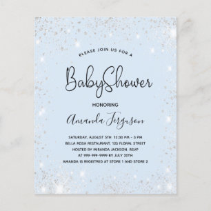 Baby shower babyblauwe jongen zilter glitter