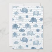 BABY SHOWER | Babyblauwe olifanten Kaart (Achterkant)