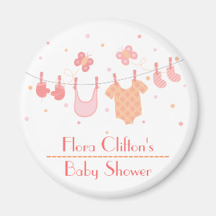 Baby shower: Babykleertjes aan de waslijn Magneet