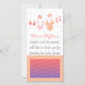 Baby Shower: Babykleren aan de lijn Bedankkaart (Voorkant)