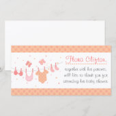 Baby Shower: Babykleren aan de lijn Bedankkaart (Voorkant / Achterkant)