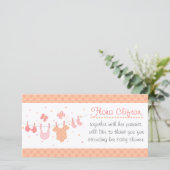 Baby Shower: Babykleren aan de lijn Bedankkaart (Staand voorkant)