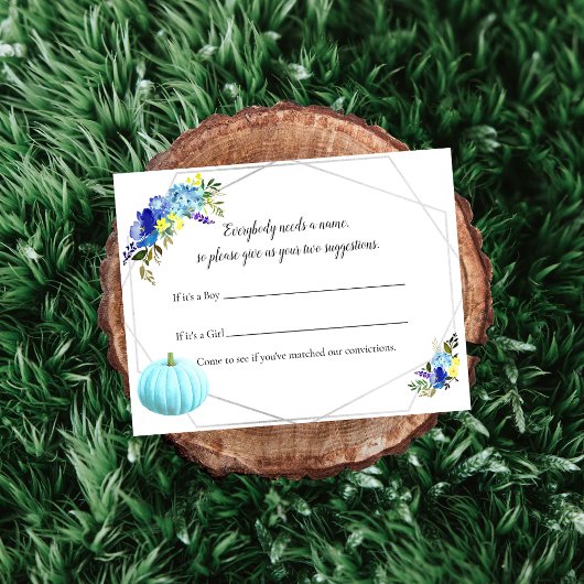 Baby shower Baby's naam pompoen | Blauw Kaart