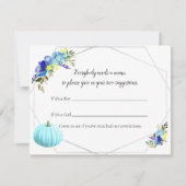 Baby shower Baby's naam pompoen | Blauw Kaart (Voorkant)