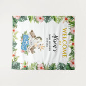 Baby Shower BACKDROP voor jongen | Cute Goud Safar Wandkleed (Voorkant (horizontaal))