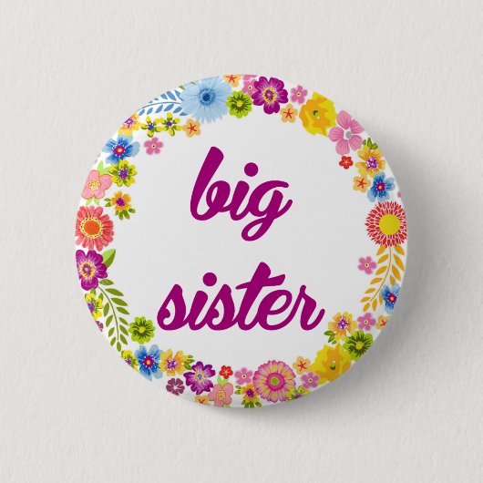 baby shower Badge - Big Sister Ronde Button 5,7 Cm (Voorkant)