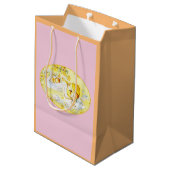 baby shower Bag Swan Roze en Oranje Medium Cadeauzakje (Achterkant Gekanteld)