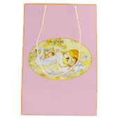 baby shower Bag Swan Roze en Oranje Medium Cadeauzakje (Achterkant)
