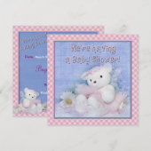 Baby shower - Ballerina Teddy Bear Kaart (Voorkant / Achterkant)