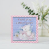Baby shower - Ballerina Teddy Bear Kaart (Staand voorkant)
