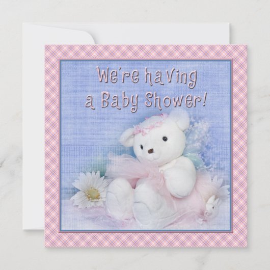 Baby shower - Ballerina Teddy Bear Kaart (Voorkant)