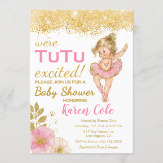  Baby shower Ballerina TuTu Girl Kaart