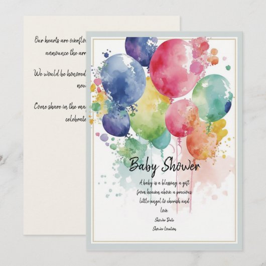 Baby shower Ballonuitnodiging Kaarten (Voorkant / Achterkant)