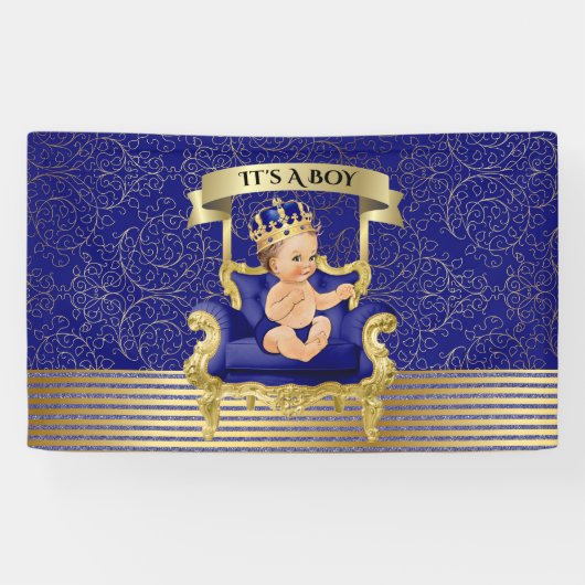 Baby shower Banner Blue and Gold Boy (Horizontaal)