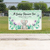 baby shower Banner Cute Elephant Floral Garden (Insitu)