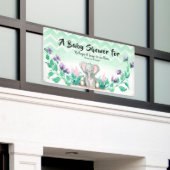 baby shower Banner Cute Elephant Floral Garden (Buitenkant Gebouw)