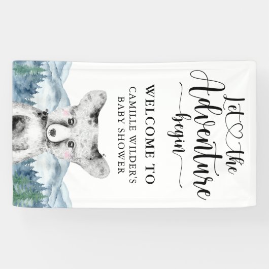 Baby shower Banner Forest Adventure Mountains (Horizontaal)