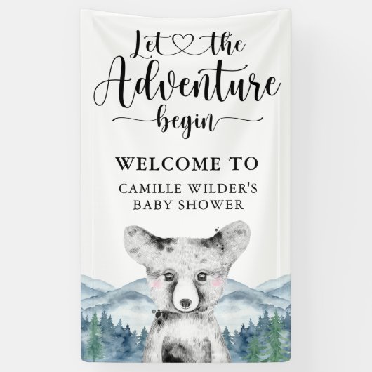 Baby shower Banner Forest Adventure Mountains (Verticaal)