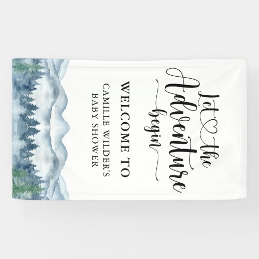 Baby shower Banner Forest Adventure Mountains (Horizontaal)
