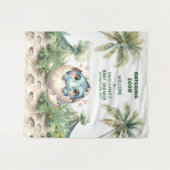 Baby shower Banner Hatching Soon Blue Dinosaur Wandkleed (Voorkant (horizontaal))