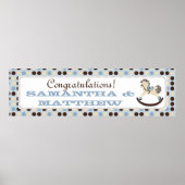 Baby shower Banner met blauw Rockpaard Poster (Voorkant)