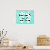 Baby shower Banner Poster Blauwgroen voet Prints (Keuken)