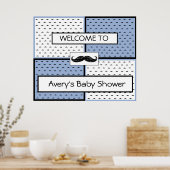 Baby shower Banner Poster Mustache Thema (Keuken)