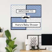 Baby shower Banner Poster Mustache Thema (Thuiskantoor)