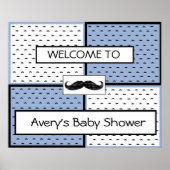 Baby shower Banner Poster Mustache Thema (Voorkant)