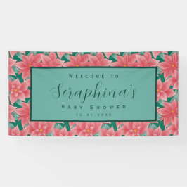 Baby shower Banner Red & Green Winter Poinsettia