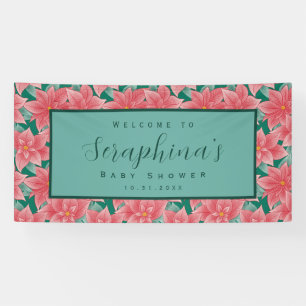 Baby shower Banner Red & Green Winter Poinsettia